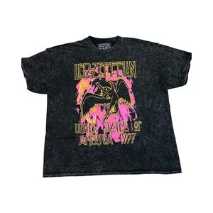 Led Zeppelin United States of America 1977 Icarus rock band mineral wash t-shirt